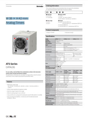 AUTONICS ATS CATALOG ATS SERIES: W38XH42MM ANALOG TIMERS